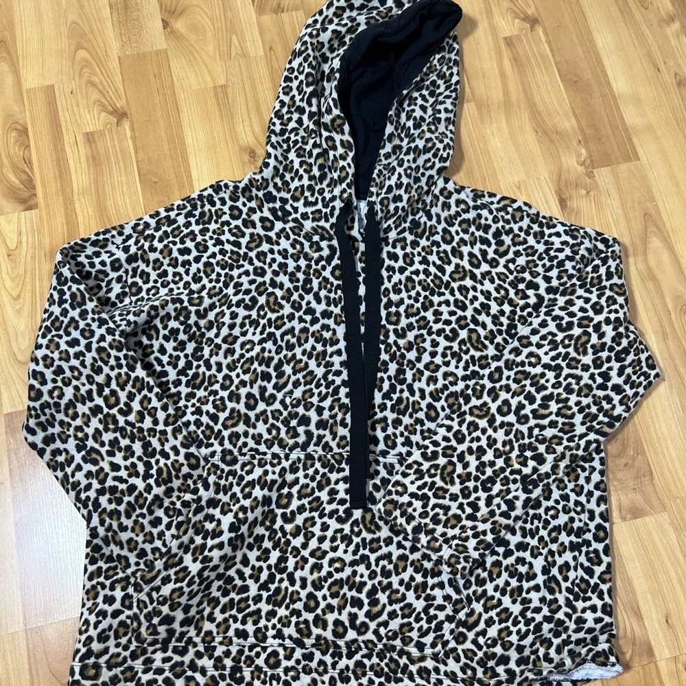 Velvet Graham & Spencer Animal Print Hoodie Pullover Sweatshirt Size L